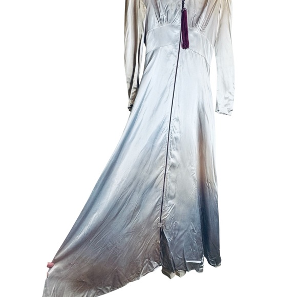 Vintage 30s Canterbury New York Champaign Satin Zip Dress Robe S/M - Picture 9 of 16
